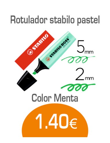 Rotulador Stabilo pastel menta