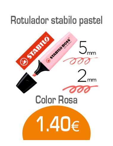 Rotulador Stabilo pastel rosa