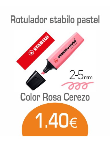 Rotulador Stabilo pastel rosa cerezo